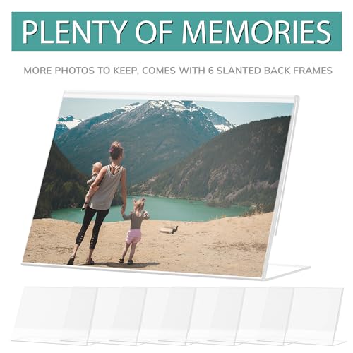 pbf 7x5 Acrylic Sign Holder Display | Clear Horizontal Slanted (6-Pack) - size: 6
