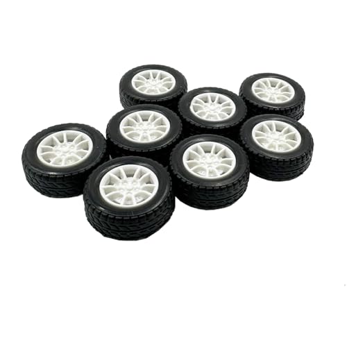20PCS Small Toy Car Wheel 25mm Model Car Mini Rubber Tire Wheels with 10PCS Shaft Round Rod Axles for DIY Model Toy RC Car Truck Robot Building Accessories (White 2x25mm) - style: White 2x25mm