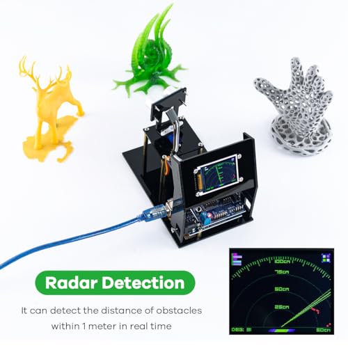 LAFVIN Simulation Ultrasonic Radar Sensor Module DIY Kit 180-Degree Scanning Detector Compatible with Arduino IDE