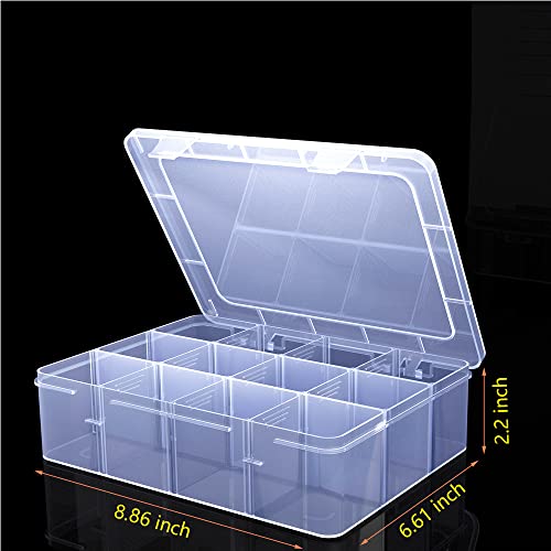 Clear Organizer Box,12 Grids Tackle Box Organizer with Removable Dividers - color: Clear, size: 1x Large 12 Grids