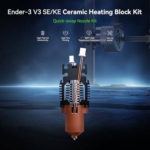 Creality Ender-3 V3 SE/KE Ceramic Heating Block, Quick-Swap Nozzle with High Flow, 300°C Maximum Temperature, High Thermal Conductivity & Easy Installation - style: For V3 KE/SE