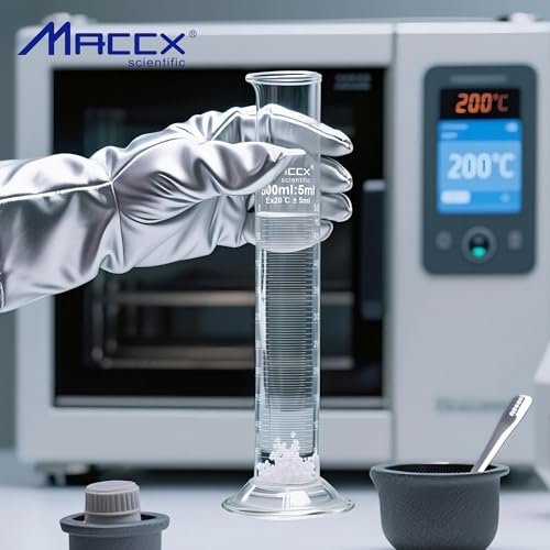 500ml Sturdy Glass Graduated Cylinder, 2PCS of Cap.500ml/±5.0ml Borosilicate 3.3 Glass Measuring Cylinders, Class B,MCG500-002 - size: 2PCS of Vol.500ml