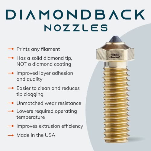 Diamondback Volcano Compatible 3D Printer Nozzle, Diamond Tip, 0.25mm - size: 0.25mm