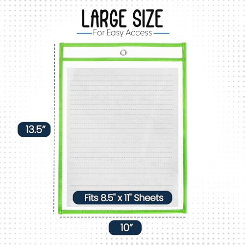 Essex Wares - 6 Pack, Lime Green Dry Erase Pockets, 10" Wide x 13.5" Tall - color: Lime Green