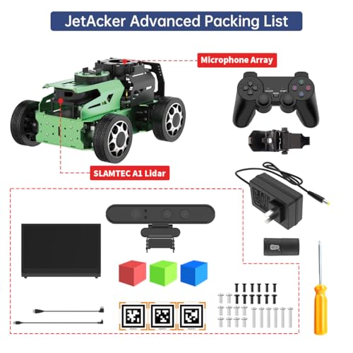 JetAcker ROS2 Robot Car with ChatGPT Large AI Models, Lidar SLAM Mapping Navigation Path Planning Autonomous Driving AI Depth Camera Voice Control ROS Education Robot, Advanced Kit & Orin Nano 8GB