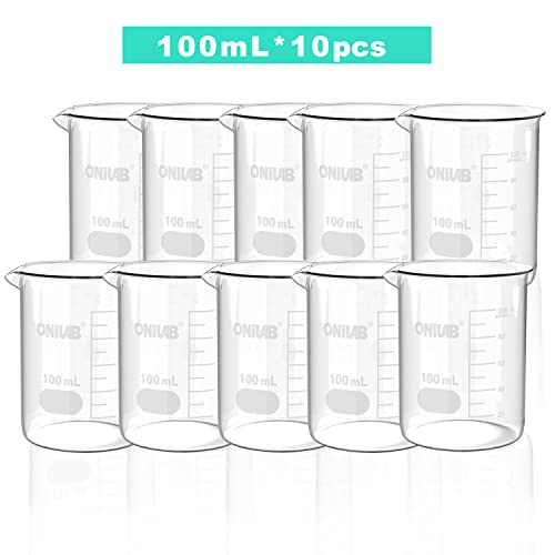 ONiLAB 100mL Glass Beaker, 10 Pcs, Borosilicate Glass - style: 100ml-10pcs