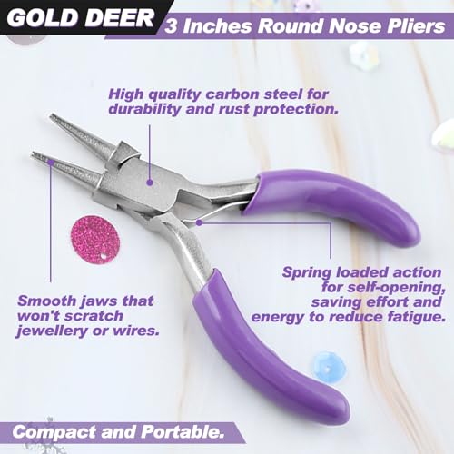 3 Inches Mini Round Nose Pliers Wire Looping Pliers Micro Round Pliers With Spring Mini Jewelry Pliers Jewelry Making Tools For Jewelry Repair Wire Wrapping Beading Wire Cutting - style: Round Nose Pliers