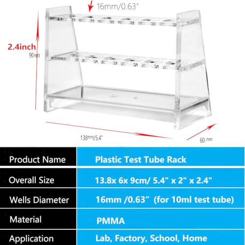 Clear Acrylic Test Tube Rack Holder for 10ml Tubes, Multi-Purpose Lab Tube Racks with 6 Holes, Sturdy Test Tube Stand for Laboratory, Classroom, Desk Organization Laboratory (10ml(6 Sockets)) - color: 10ml(6 Sockets)