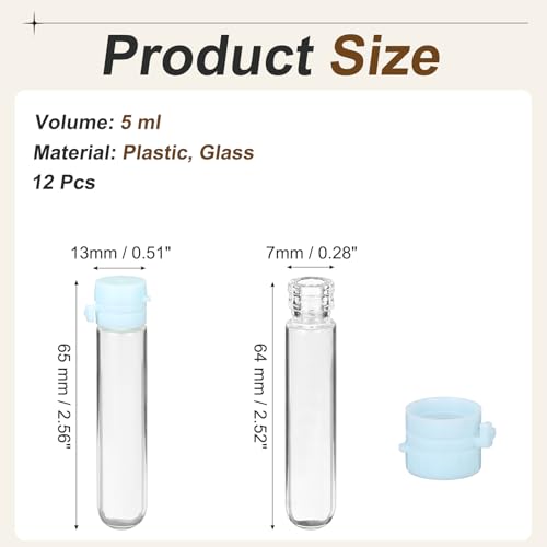 PATIKIL Clear Glass Vials w/Snap Top Cap 5ml Blue, 12Pcs - color: Blue, size: 5ml