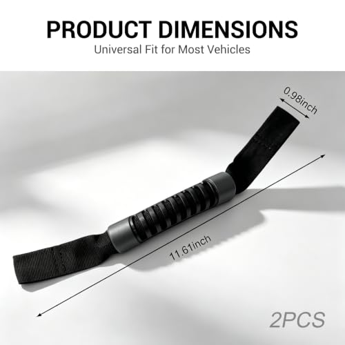 2 PCS Car Headrest Grab Handles, Heavy‑Duty Metal Reinforced Hand Hold Grips, Secure Non‑Slip Passenger Grip Strap, Interior Roof Grab Handles, Compatible with 2007‑2026 Wrangler JK JL JT