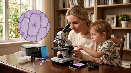 A118 Professional Biological Microscope 2000X Magnification with Dual LED Illumination, Phone Adapter, Complete Accessory Kit, Coaxial Focusing System for Students and Laboratory Research
