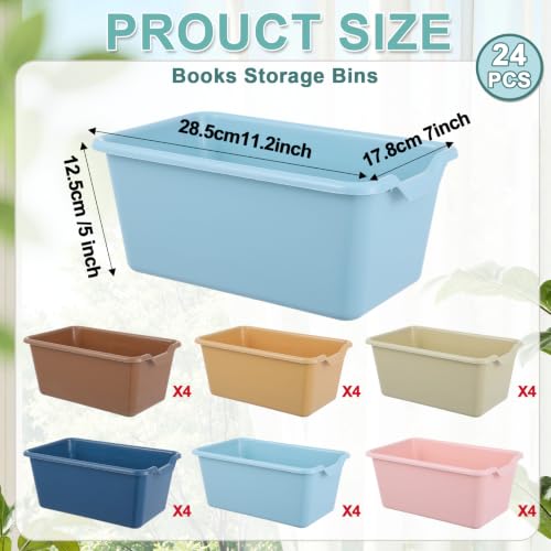 gisgfim 24 Pack Plastic Cubby Bins Book Bins for Classroom, Retro - color: Retro