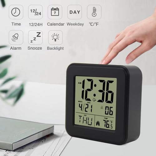 jomparis Small Digital Alarm Clock Battery Operated with Backlight for Bedroom Kids Room - color: Black