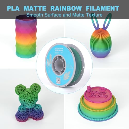 TECSONAR Matte Rainbow PLA 3D Printer Filament, 1KG Spool(2.2lbs) 1.75mm PLA Fast Color Change 3D Printing Material,Gradient Filament for Most FDM 3D Printers, Red Coral - color: Red Coral
