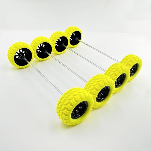 10PCS Toy Car Wheel RC Car Rubber Tire Wheel with 5PCS Shaft Round Rod Axles for RC Car Truck Robot DIY Model Toy Wheel Parts (2x33mm Yellow) - style: 2x33mm Yellow