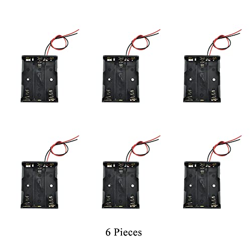HAHIYO 4.5V AA Battery Holder Bundle Series with Wire Sturdy Clapm Flexible Springs Contact Build-in Harnesses Batteries Black Case Easy Install 6 Pieces for Wall Clocks Ham Radio Kids Toys - style: Without cover-3AA-6P