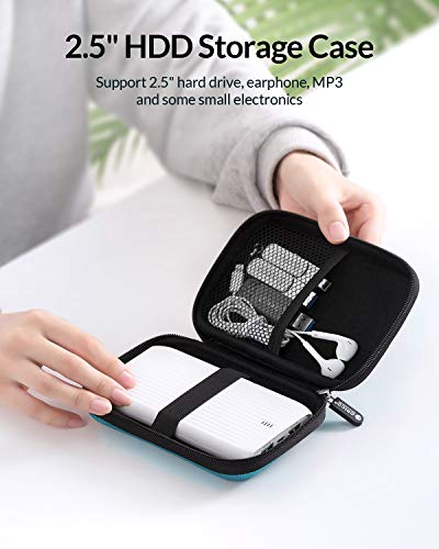 ORICO Hard Drive Case 2.5 inch External Drive Storage Carrying Bag Waterproof Shockproof with Inner Size 5.5x3.5x1.0inch for Organizing HDD and Electronic Accessories, Blue(PHD-25) - color: Blue