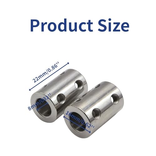 8mm to 8mm Stainless Steel Shaft Coupler, 2Pcs - size: 8-8mm