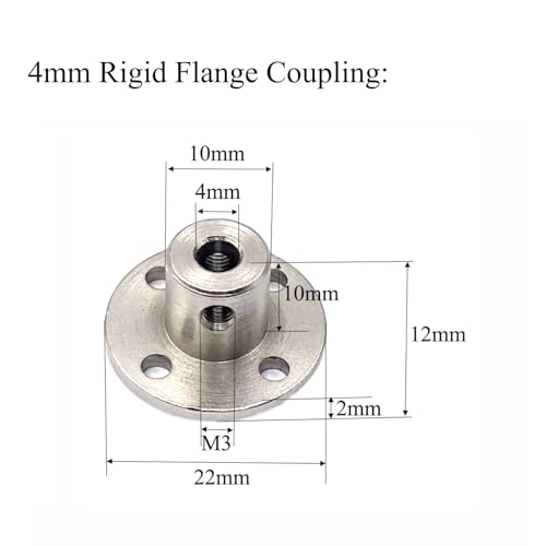 6 Pcs 4mm Rigid Flange Couplings,Rigid Guide Steel Model Coupler Accessory with Hex Wrench and Locking Screws for Various DIY Project RC Model Motors - size: 4mm