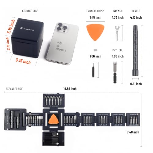 55-in-1 Magnetic Tool Cube Kit, Precision Screwdriver Set, Electronics Repair Kit for Laptop, PC, PS5, MacBook, iPhone, Switch, Glasses and Home Appliances - color: Jet Black