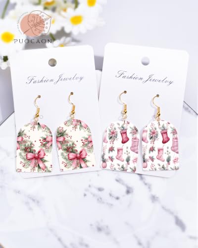 Puocaon Winter Pink Christmas Clay Transfer Sheets Polymer Clay Paper - color: pink christmas tree