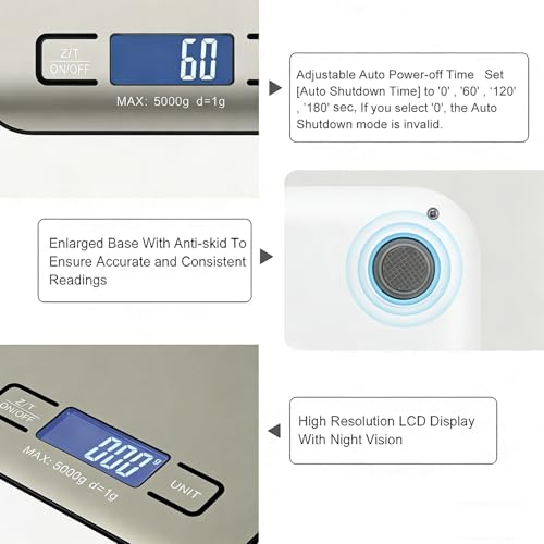Digital Shipping Scale,Stainless Steel Panel, Accurate Portable Postal Scale for Packages, Small Business,Kitchen, Food, Handmade, Liquids, and Boutique (Stainless Steel Battery (5kg/1g)) - color: Stainless Steel Battery (5kg/1g)