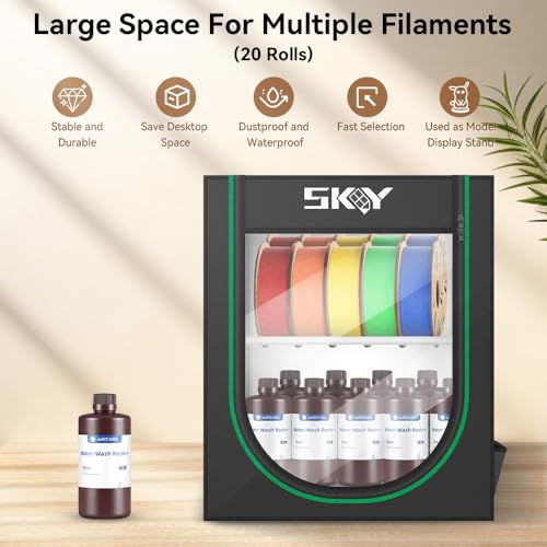 Skouphy 3D Printer Filament Storage Box - 2 Tiers Metal Filament Storage Rack with Cloth Cover,- 3D Filament Holder for Home, Office Workshop, Studio 20 Rolls - Black - size: 20 Rolls Storage Box