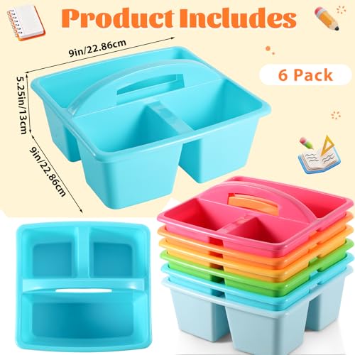 6 Pack Plastic Classroom Organizer Caddy with Handle, Multicolored - color: Multicolored