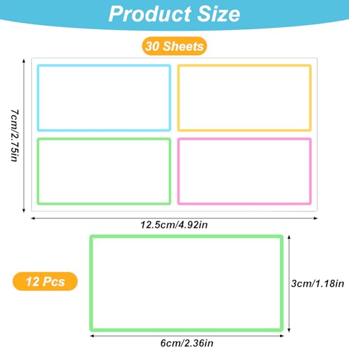 120 Pcs Dry Erase Stickers Reusable Waterproof Dry Erase Labels Stickers for Food Containers 2.4"X 1.2" Easy-Peel Removable Sticky Notes for Whiteboard Food Containers Storage Bin