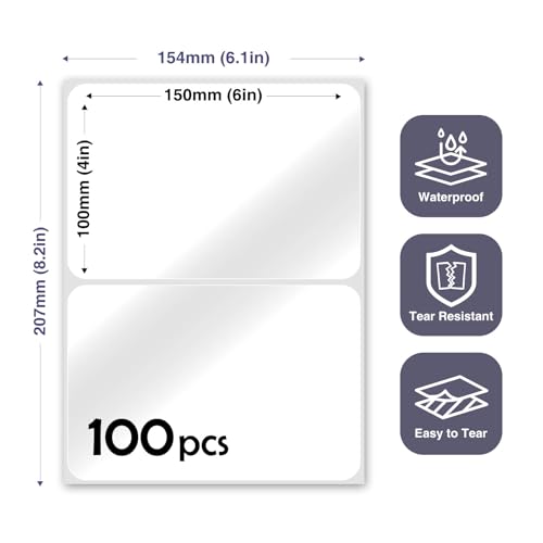JIEHENG 100Pcs Clear Large Labels for Storage Bins,6x4 Inch Labels - color: Trasparent