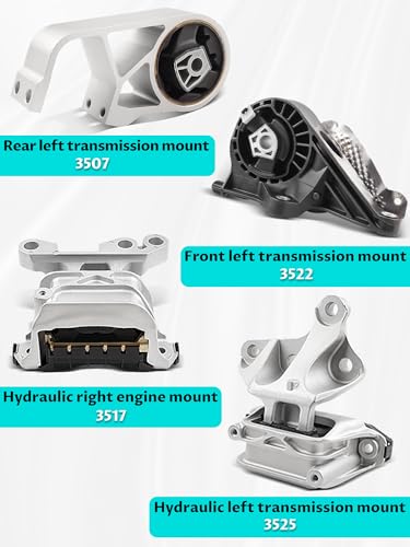 4PCS Engine Trans Motor Mount for Enclave, Traverse 3.6L FWD 2018‑2023 - size: 3525-3507-3517-3522