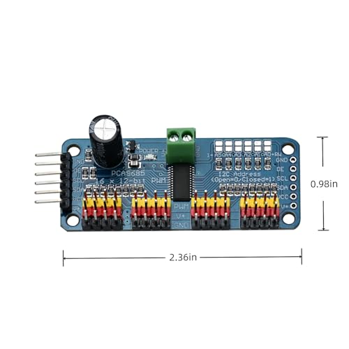 PCA9685 16 Channel 12-bit PWM Servo Motor Driver Module with I2C IIC Interface Compatible with Arduino Raspberry Pi MG90S SG90 MG995 for Robotics DIY Projects (2pcs) - color: 2pcs