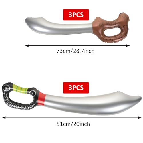 6 PCS Inflatable Pirate Swords - Inflatable Sword Inflated Knife Halloween Pirate Cosplay Accessories Stage Props Summer Pool Swimming Party Supplies Birthday Party Favour Halloween Costume