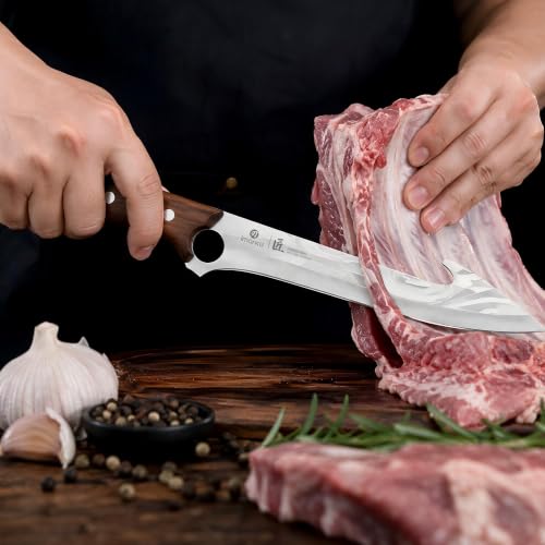 imarku Boning Knife 7.8 Inch for Meat Cutting High Carbon Stainless Steel - color: Ash Wood Brown