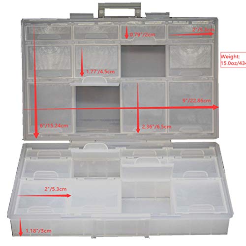 AideTek 4 units Half Transparent Multi-Purpose 24 Compartments Clear Organizer Case BOX-ALL-24 for sorted parts 3 sizes 24 Compartments with lid - style: 4BOXALL24