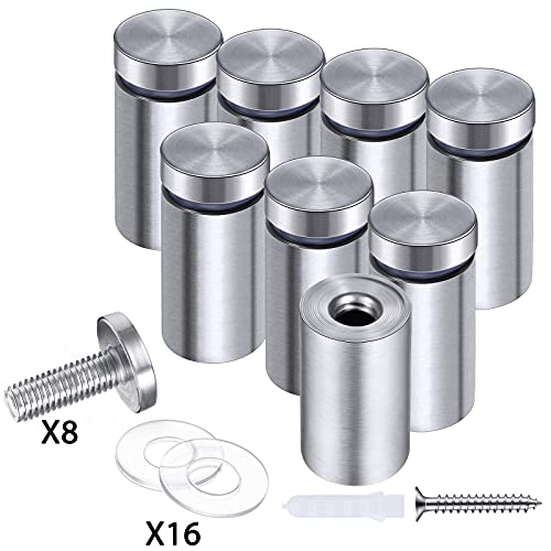 Pelopy 8 Pcs Sign Standoff Screw Wall Mounts, 0.75 X 1.96 Inch,Silver - color: Silver, size: 0.75 x 1.96 Inch