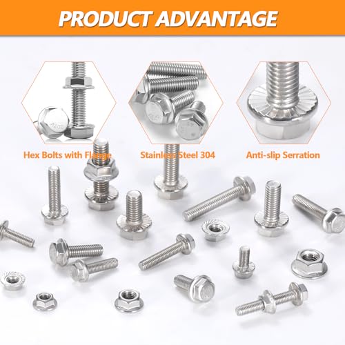 M8 Metric Flange Bolts Assortment Kit, M8-16/20/30/40mm Screws - size: M8 - 16/20/30/40mm