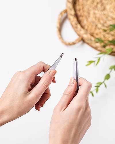 Amazon Basics Precision Eyebrow Tweezers for Fine Hair Removal, Stainless Steel, 2 Pack