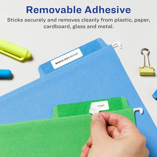 Avery® Matte White Removable Rectangle Labels, Sure Feed® Technology, Print-to-The-Edge, 0.5" x 1.75", 6,000 Removable Labels, Laser/Inkjet Printable - style: 6,000 labels