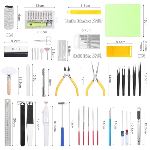 Fippy 101PCS Model Tools Kit, Hobby Building Tools Model Making Tools Kit for Basic Model Assembling, Building and Repairing - style: Set C