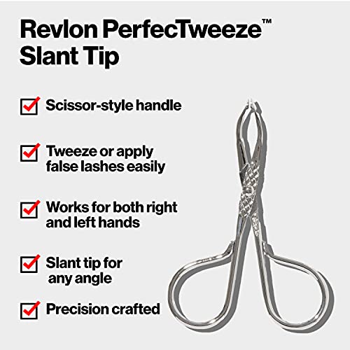 Revlon PerfecTweeze Slant Tip Tweezer, Silver, 1 Count - size: Pack of 1