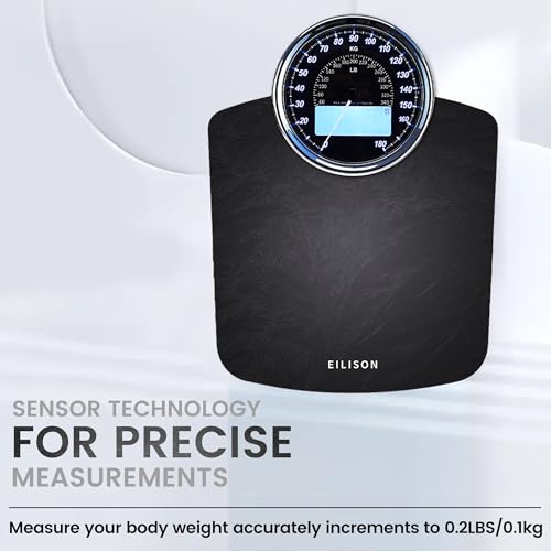 EILISON 2-in-1 Digital & Analog Bathroom Scale, 400 lbs, Large Display - color: Grey