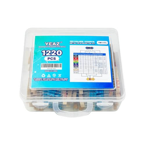 YEAZ 1220pcs Resistors Assortment Kit, 1W Metal Fixed Film Resistors