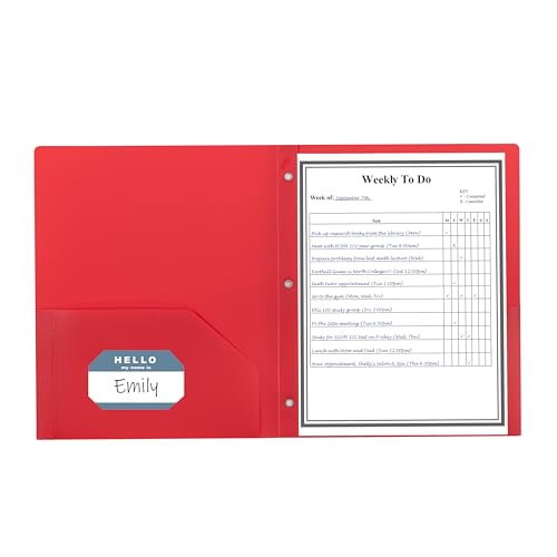 C-Line Heavyweight Poly Portfolio with Prongs, Red, 25/Box (33964) - color: Red, size: 25-Pack with Prongs