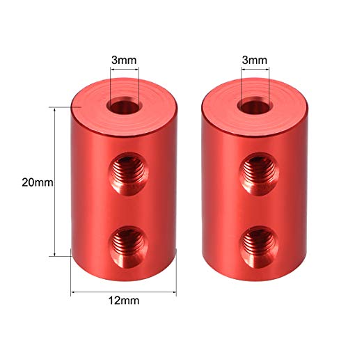 uxcell 3mm to 3mm Bore Rigid Coupling Set Screw L20XD12 Aluminum Alloy,Shaft Coupler Connector for RC Airplane Boat, Motor Accessories,Red,2pcs - size: 3mm to 3mm