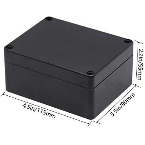 Junction Box, Zulkit Project Box IP65 Waterproof Outdoor Box ABS Plastic Electrical Boxes Electronic Enclosure Black 4.5 x 3.5 x 2.2 inch(115 x 90 x 55 mm)(Pack of 2) - size: 4.5" x 3.5" x 2.2"(Pack of 2)