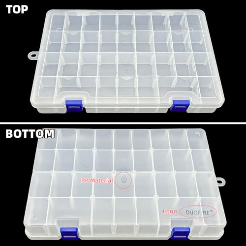 DUOFIRE Plastic Organizer Storage Box, Adjustable Divider 34 Grids, 1 Pack - color: White, size: 34 Grids, White X 1