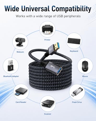 USB Extension Cable 6.6FT - USB3.0 Extender Male to Female - size: 6.6FT