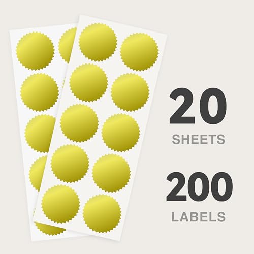 2 inch Round Gold Foil Stickers for Embossing 200 Pcs - color: Gold