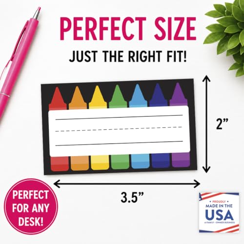 Andaz Press Desk Name Tags for Classroom, 20 Pack Waterproof Vinyl Student Name Labels 3.5 x 2 in, Write-On Cubby & Bin Labels, Rainbow Crayon Box Back to School Name Plates - color: Rainbow Crayon Box